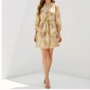 Ted Baker Women’s Tamziiy Yellow Floral Long Sleeve Mini Dress Size 12